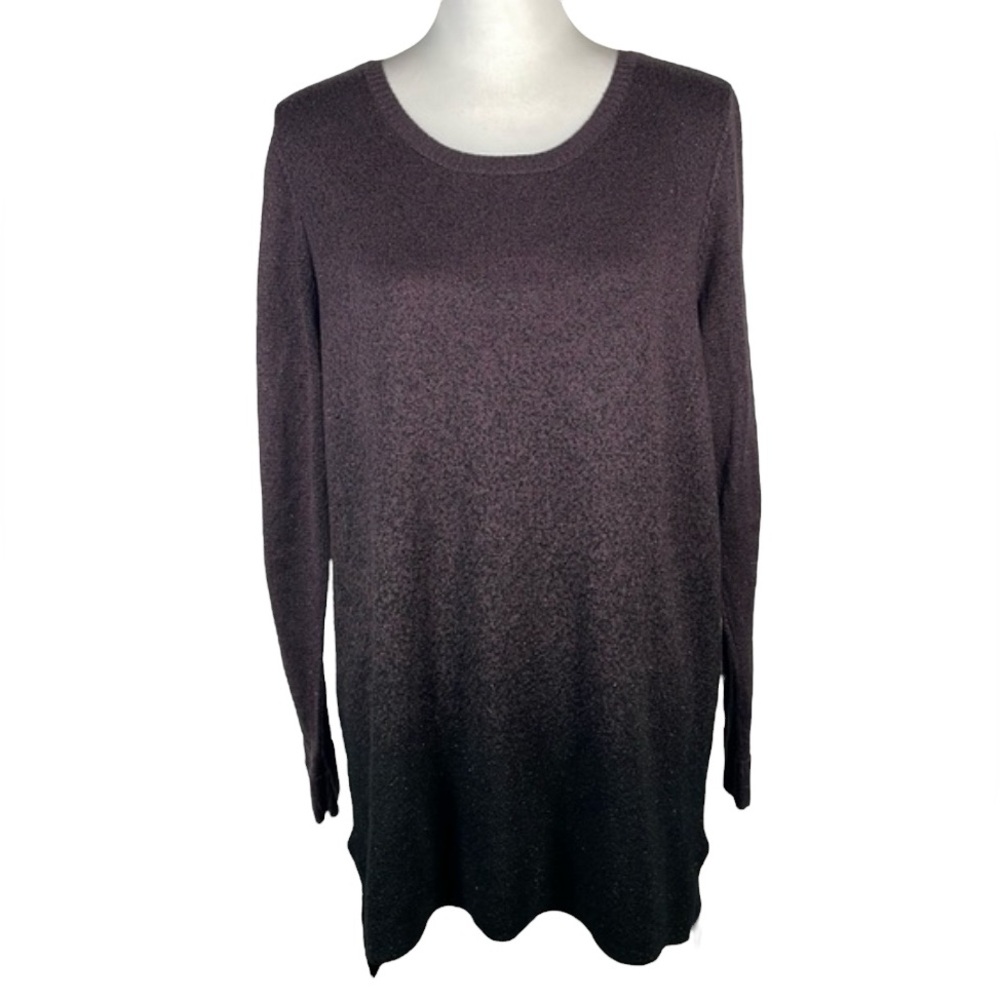 Apt 9 Purple Black Ombre Crewneck Tight Knit Long Sleeve Pullover Sweater XL